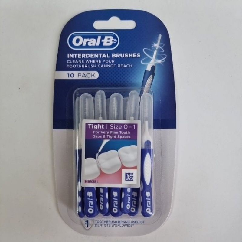 แปรงซอกฟันออรัลบีแพค10ชิ้น-oral-b-อุปกรณ์เสริมทำความสะอาดบริเวณซอกฟัน-ของแท้สินค้าพร้อมส่ง