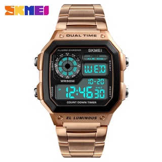 SKMEI Top Luxury Fashion Sport Watch Men 5Bar Waterproof Watches Stainless Steel Strap Digital Watch reloj