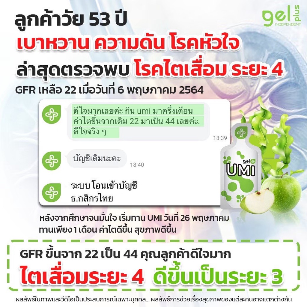 ภาพสินค้าUMI อูมิ ยูมิ เจลพลัส Gel Plus เอเจล Agel บำรุงไต เบาหวาน เพิ่มภูมิ จากร้าน healthy_supplement บน Shopee ภาพที่ 5