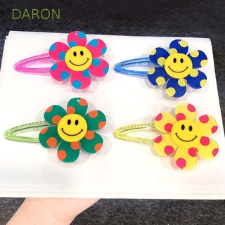 Daron กิ๊บติดผม ผู้หญิง น่ารัก หวาน ด้านข้าง เรียบ สีลูกกวาด ดอกทานตะวัน หน้ายิ้ม สไตล์เกาหลี