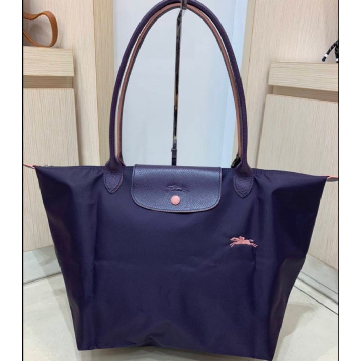 สด-ผ่อน-กระเป๋า-longchamp-club-size-m-long-ปักม้า-สีม่วง-m-long-หูยาว-ปักม้า