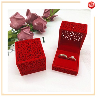 กล่องแหวนหมั้น บุกํามะหยี่ ฉลุลาย สีแดง เหมาะกับของขวัญแต่งงาน แฟชั่นคู่รัก