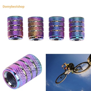 Domybestshop* 4pcs Rainbow Color Aluminum 3-Groove Style Car Wheel Tire Valve Caps Covers