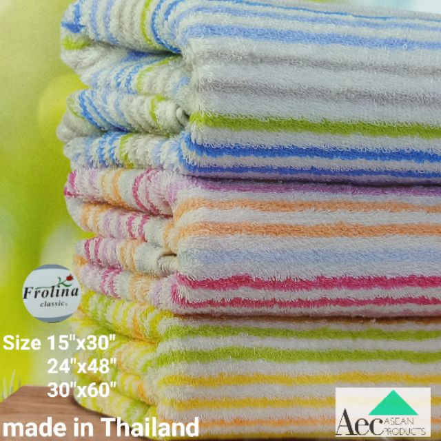 ภาพหน้าปกสินค้าผ้าขนหนู ผ้าเช็ดตัวคุณภาพดี ซับน้ำ cotton 100% ผ้าขนหนูอาบน้ำ ผ้าขนหนูขนาดใหญ่ยุ่งได้ ผ้าเช็ดผม made in Thailand