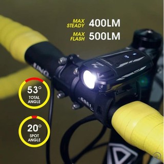 ไฟหน้าจักรยาน MOON#METEOR 400 lumens ชาร์จไฟผ่าน USB