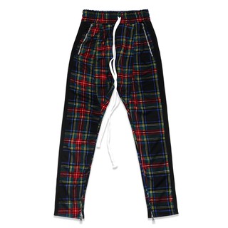 ราคาTZ worldwide TZ PLAID TRACK PANTS - BLACK