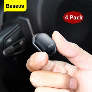 Baseus 4Pcs ที่ยึดสำหรับรถยนต์ที่เก็บสายที่หนีบสาย USB Hook สำหรับ USB หูฟังมีสายพวงกุญแจรถอุปกรณ์เสริม