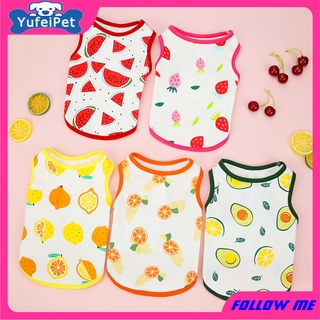 สินค้า Yufeipet เสื้อกั๊ก เสื้อยืด แขนกุด ลายผลไม้น่ารัก สําหรับสัตว์เลี้ยง สุนัข ทุกเพศ