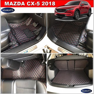 MAZDA CX-5 (ปี2018-22) พรม6D สีดำด้ายแดง เต็มคัน รวมแผ่นท้าย+ปิดเบาะ เข้ารูป100%