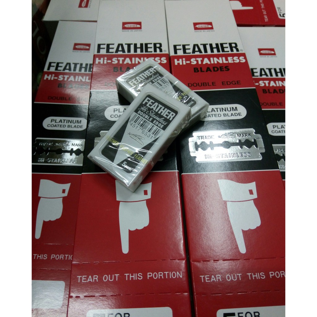 feather-ใบมีดโกนสแตนเลส-ตราขนนก-2-คม-1-กล่อง-20-กล่องเล็ก-รวม-100-ใบ