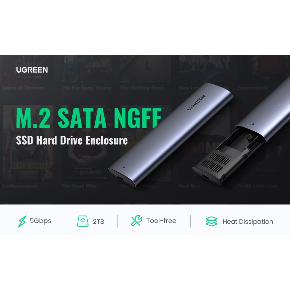 ภาพสินค้าUGREEN รุ่น 10903 SSD Enclosure M.2 SATA NGFF B-key Port USB Type C 5 Gbps กล่องใส่ SSD ช่องเสียบ USB 3.1 Gen 1 จากร้าน gadgetvilla บน Shopee ภาพที่ 7