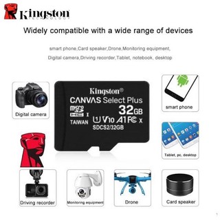 ภาพขนาดย่อของภาพหน้าปกสินค้า(ของแท้) SD Kingston Memory Card Micro SD 16GB 32GB 64GB 128GB Class 10 คิงส์ตัน เมมโมรี่การ์ด ใช้ได้ จากร้าน narissaralohsan บน Shopee ภาพที่ 2
