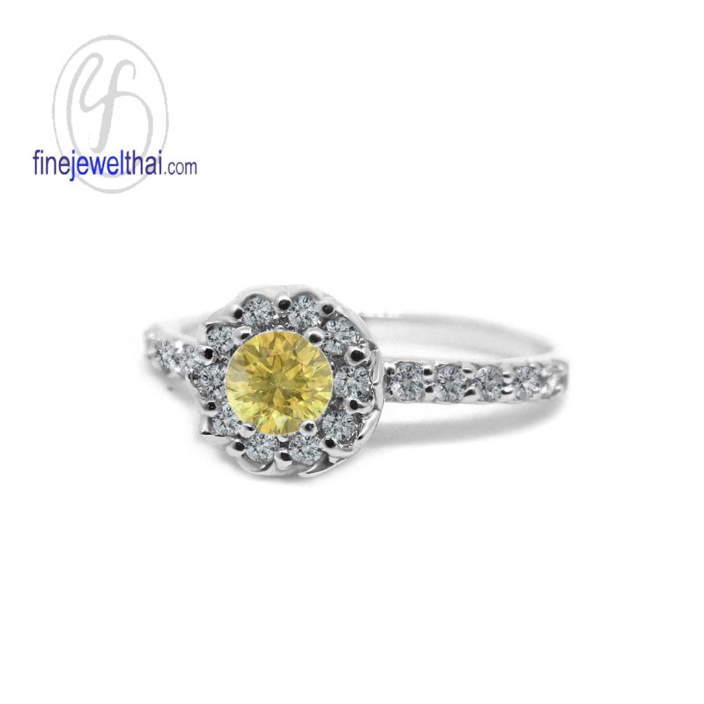 finejewelthai-แหวนบุษราคัม-บุษราคัม-แหวนเพชรcz-แหวนประจำเดือนเกิด-yellow-sapphire-silver-ring-birthstone-r1295yl