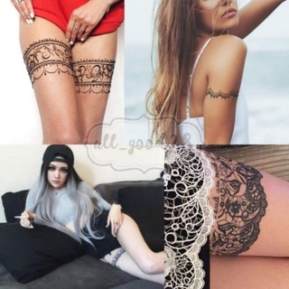 พร้อมส่ง⚡สติกเกอร์รอยสัก แทททูกันน้ำลูกไม้สีดำ Sexy tattoo 🖤 #7