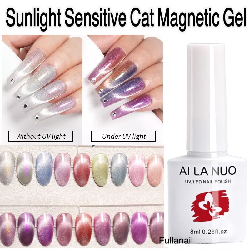 ภาพหน้าปกสินค้าสีเจลลูกแก้ว เจลลูกแก้วเปลี่ยนสีได้ Sunlight Sensitive Cat Magnetic Gel จากร้าน fullanail.stockthai บน Shopee