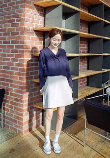 เสื้อเชิ้ตลายทาง สไตล์กะลาสี สีกรมท่า - Korean Shirt