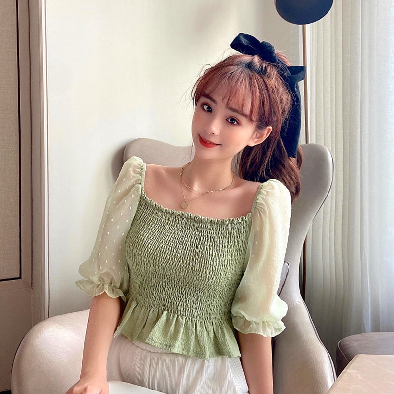 เสื้อแขนพองแต่งระบาย-เสื้อคอเหลี่ยม-กระโปรงทูนิค-น่ารัก-เซ็กซี่-มีหลากหลายสีให้เลือก