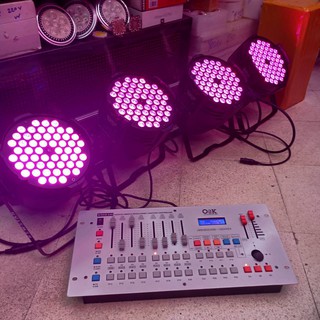 ยกชุด ไฟพาร์ LED [T002]  PAR 54 LED 3in1 RGB  PAr 4 ตัว พร้อม DMX 240 1ตัว ไฟพาร์ LED disco lights LED ไฟเวที ไฟดิส