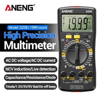 Aneng SZ08 เครื่องมัลติมิเตอร์ดิจิทัล แบบบางพิเศษ AC DC 220V