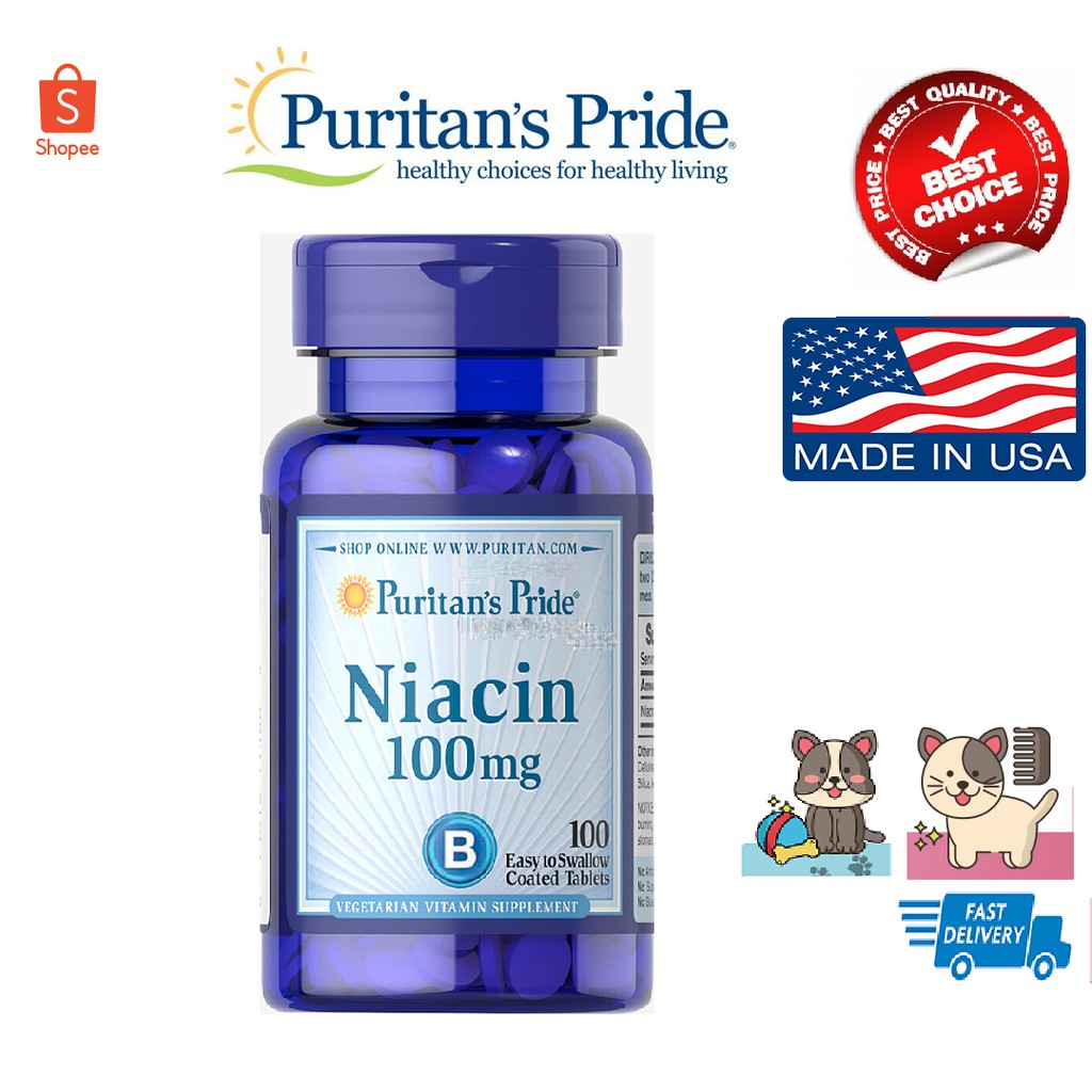 ภาพหน้าปกสินค้าPuritan's Pride Niacin 100 mg 100 Coated Tablets จากร้าน iluxuryherb บน Shopee