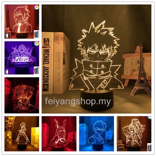 โคมไฟตั้งโต๊ะ Led รูป My Hero Academia 3D พร้อมรีโมตคอนโทรล เปลี่ยนสีได้ 16 สี สําหรับตกแต่งห้องนอน