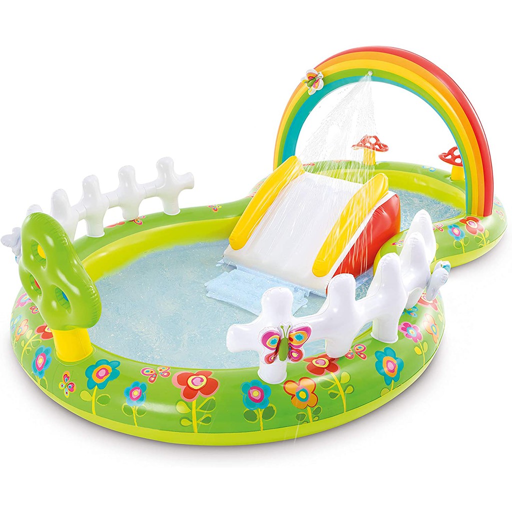 intex-ชุดสระน้ำเด็ก-สวนดอกไม้-พร้อมสไลเดอร์-inflatable-intex-fancy-garden-baby-pool-with-slider