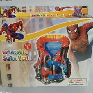 เสื้อชูชีพ เป่าลม ลาย สไปเดอร์แมน(Spiderman) ขนาด 45x38cm สำหรับอายุ 3+