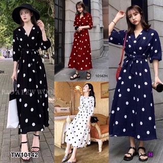 Maxi dress เดรสยาว ลายจุด มีซับใน พร้อมส่ง 🔥🔥 เดรสลายจุด เดรสไปทะเล  polka dot เดรสสีขาว เดรสสีดำ เดรสคอวี เดรสทำงาน