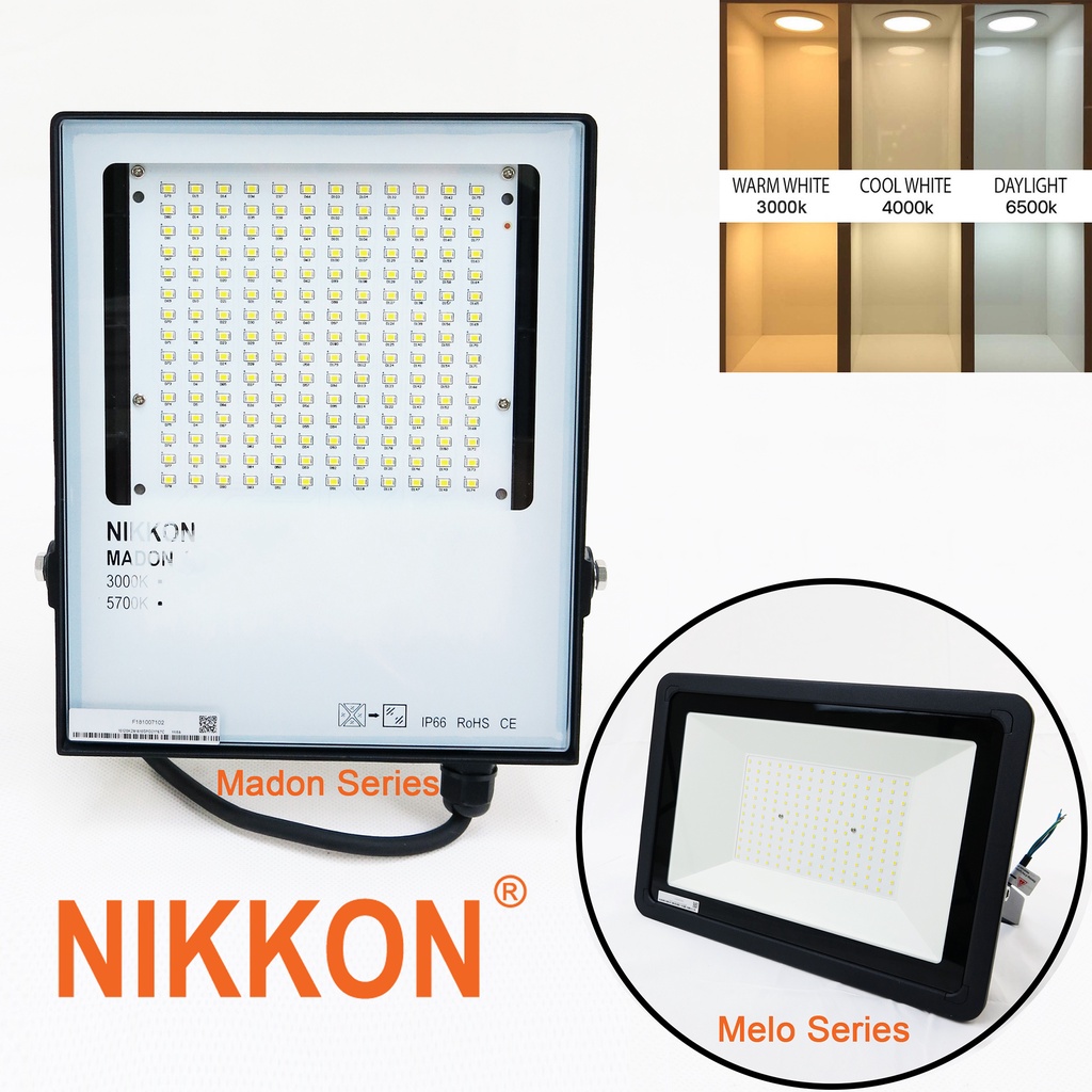 nikkon-madon-melo-series-30w-50w-100w-150w-200w-ไฟฟลัด-led-smd-ทนฝน-แดด-กลางแจ้ง