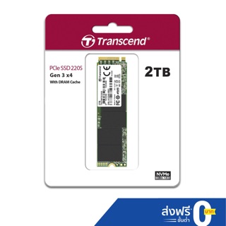 Transcend PCIe NVMe M.2 SSD 2TB : MTE220S:  รับประกัน 5 ปี หรือ ไม่เกิน 4,400 Terabytes Written (TBW)- มีใบกำกับภาษี-TS2TMTE220S