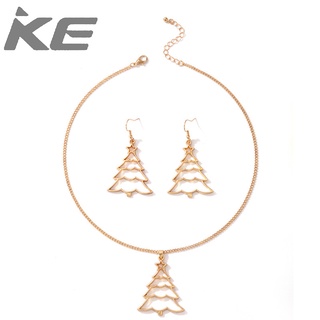 Simple Ornaments Christmas Tree Hollow Gold Ornament Set Elk Earrings Necklace Two-Piece Set f