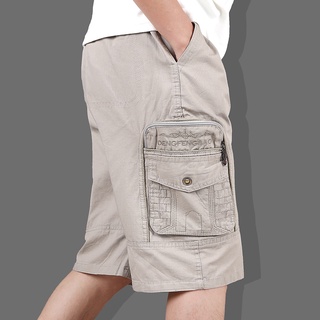 ภาพหน้าปกสินค้า777#ใหม่ กางเกงขาสั้นหลายกระเป๋ายางยืด big size 28-44 100% cotton ที่เกี่ยวข้อง