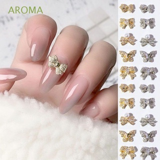 Aroma โบว์คริสตัล พลอยเทียม ไข่มุก แวววาว สําหรับตกแต่งเล็บ DIY