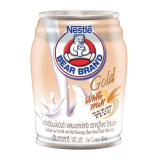 Nestle Bear Brand ขายยกถาด นมตราหมี หมีโกลด์ เครื่องดื่มนมไขมันต่ำไวท์มอลต์ ขนาด 140 มล. (1ถาด 24 กระป๋อง) ถาดละ 295 บาท