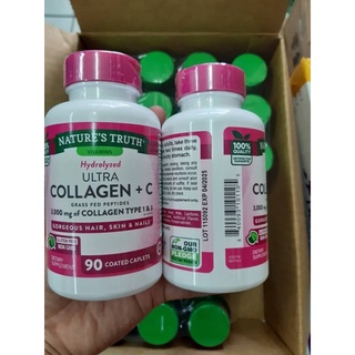 Nature’s Truth Collagen + C 3,000 mg , x 90 เม็ด , Nature truth , เส้นผม ผิวหนัง เล็บ