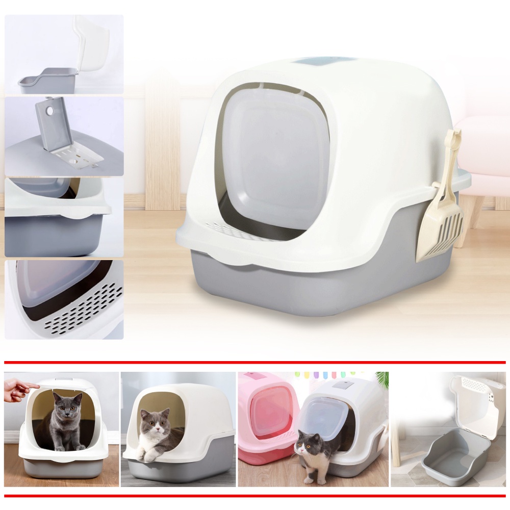 ห้องน้ำแมว-พร้อมที่ตักทราย-ห้องน้ำแมวทรงโดม-มีฝา-ทราย-กระบะทรายแมว-2-ชั้น