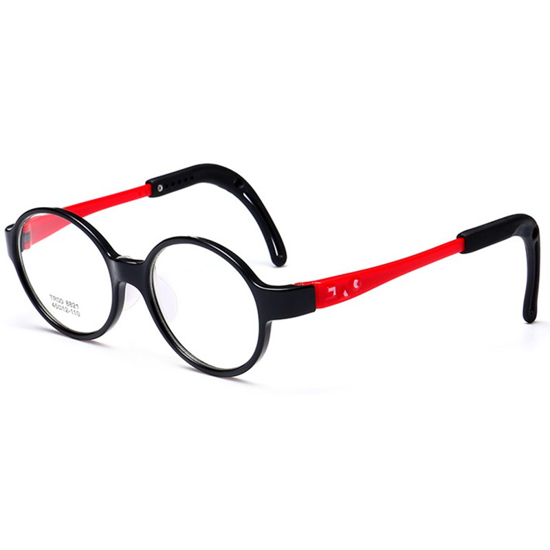 korea-แว่นตาแฟชั่นเด็ก-แว่นตาเด็ก-รุ่น-8821-c-2-สีดำขาแดง-ขาข้อต่อ-วัสดุ-tr-90-สำหรับตัดเลนส์-เบาสวมไส่สบาย