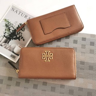 (ผ่อน0%) กระเป๋าสตางค์ Britten Zip Continental Wallet  ซิปรอบ หนังแท้ สีน้ำตาล