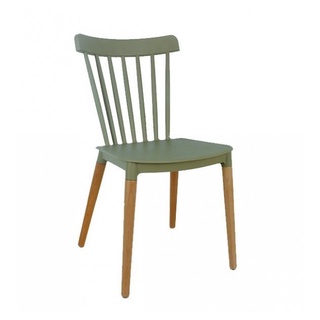 Pulito เก้าอี้พลาสติกขาไม้ PP-687-GR03 ขนาด 54x43x84ซม. สีเบจ