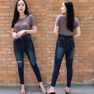 สินค้า Cc jeans 162 กางเกงยีนส์ผู้หญิง เอวสูง เดฟขาด ขาตัด แต่งขาด