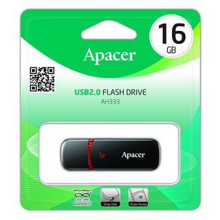 Apacer AH333 USB2.0 แฟลชไดร์ฟ 16GB สีดำ (Apacer AP16GAH333B-1)