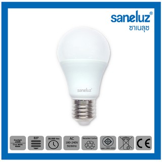 ภาพขนาดย่อของภาพหน้าปกสินค้าSaneluz หลอดไฟ LED 9W ขั้วเกลียว E27 แสงสีขาว Daylight 6500K แสงสีวอร์ม Warm White 3000K หลอดไฟแอลอีดี Bulb จากร้าน ledcenterthailand บน Shopee