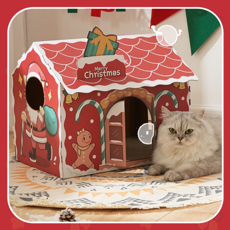 พร้อมส่งจ้า-คริสต์มาส-บ้านแมว-ที่นอนแมว-ที่นอนสุนัข-เตียงสัตว์เลี้ยง-christmas-tree-pet-bed-doghouse-cathouse