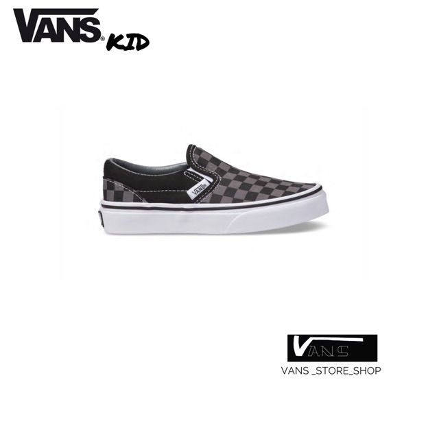 VANS SLIP ON CHECKERBOARD PEWTER BLACK KIDS