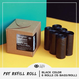 ภาพหน้าปกสินค้าม้วนรีฟิลถุงเก็บอึสัตว์เลี้ยง ถุงเก็บอึสุนัข แมว 6 ม้วน สีดำล้วน ไม่มีลาย ขายส่ง Poop bag refills Black | Mr.&Mrs.Sniff ที่เกี่ยวข้อง