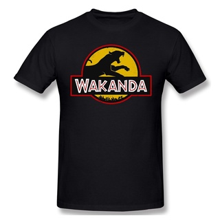 เสื้อยืดสีขาวเสื้อยืด ผ้าฝ้าย พิมพ์ลาย Wakanda Jurassic Park แฟชั่นสําหรับผู้ชายS-4XL