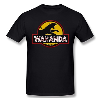 เสื้อยืดสีขาวเสื้อยืด ผ้าฝ้าย พิมพ์ลาย Wakanda Jurassic Park แฟชั่นสําหรับผู้ชายS-4XL