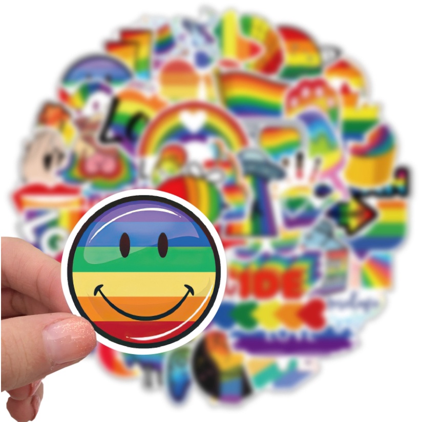 ภาพสินค้าสติกเกอร์ สติกเกอร์สายรุ้ง สติกเกอร์ลอกง่าย เรนโบว์ สายรุ้ง ลอกง่าย 50 ชิ้น Rainbow LGBT PRIDE Sticker easy to remove จากร้าน rainbowrepublic บน Shopee ภาพที่ 3