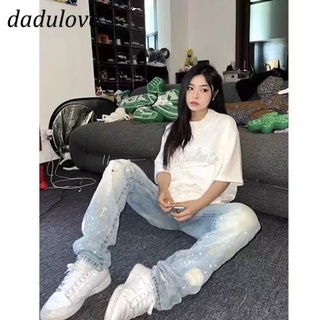 DaDulove💕 New American Style Niche Ripped Jeans High Waist Loose Wide Leg Pants Fashion Womens Clothing