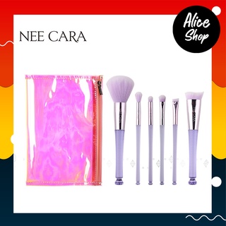 NEE CARA SET BRUSH 6 PIECE ชุดแปรงแต่งหน้า 6ชิ้นพร้อมกระเป๋าเก็บ #N829